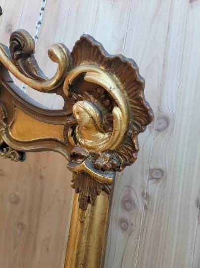 Antique Italian Rococo Style Gold Gilded Hand Carved Wall Mirror - 7