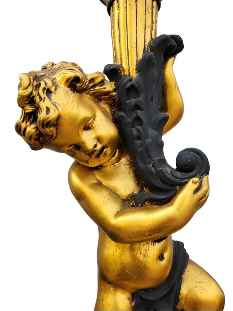 Vintage Italian Gilt Table Lamps in the form of a Cherub/Putti- Pair - 6