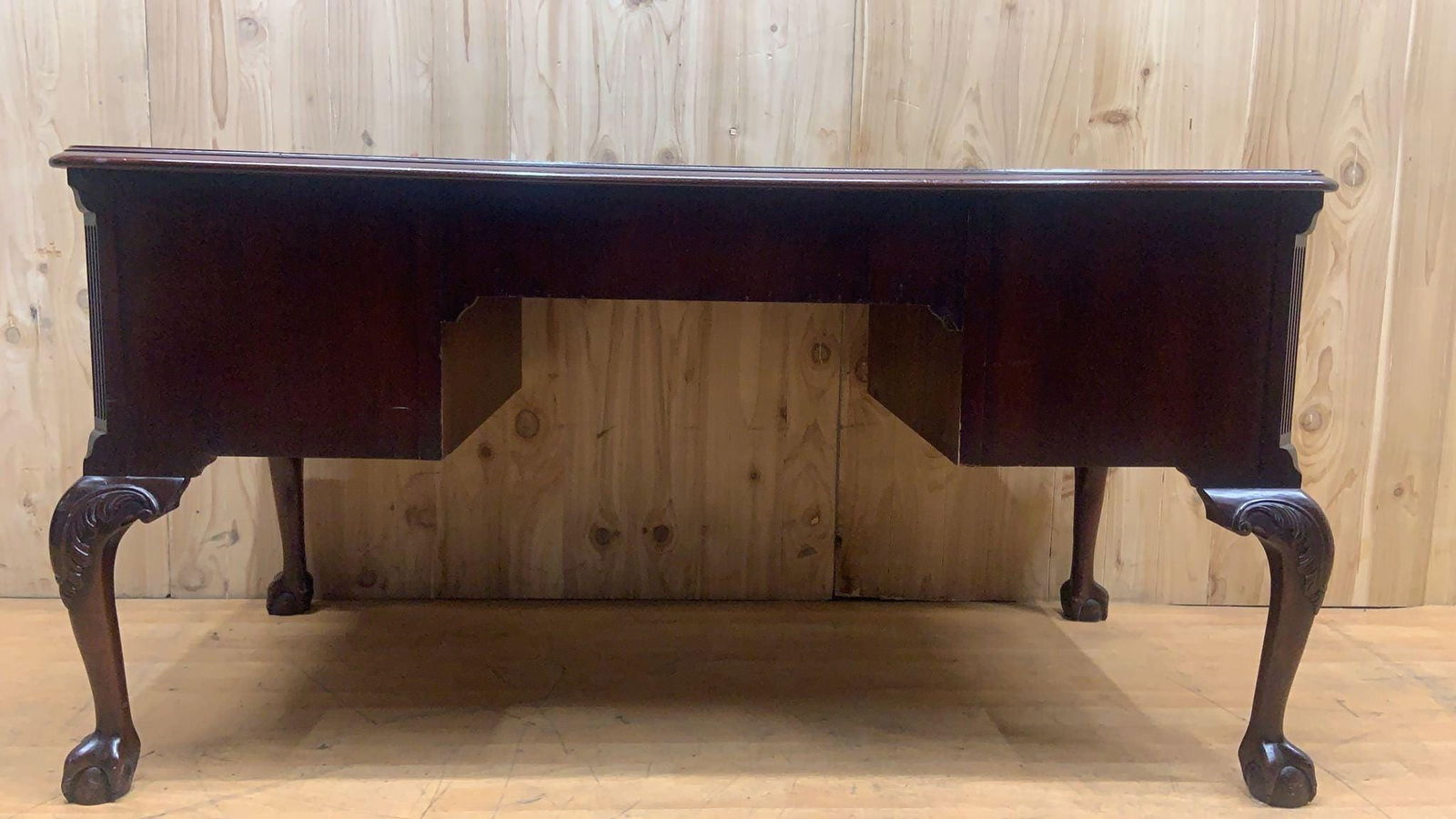 Vintage Heckman English Chippendale Style Tooled Leather Top Writing Desk - 5