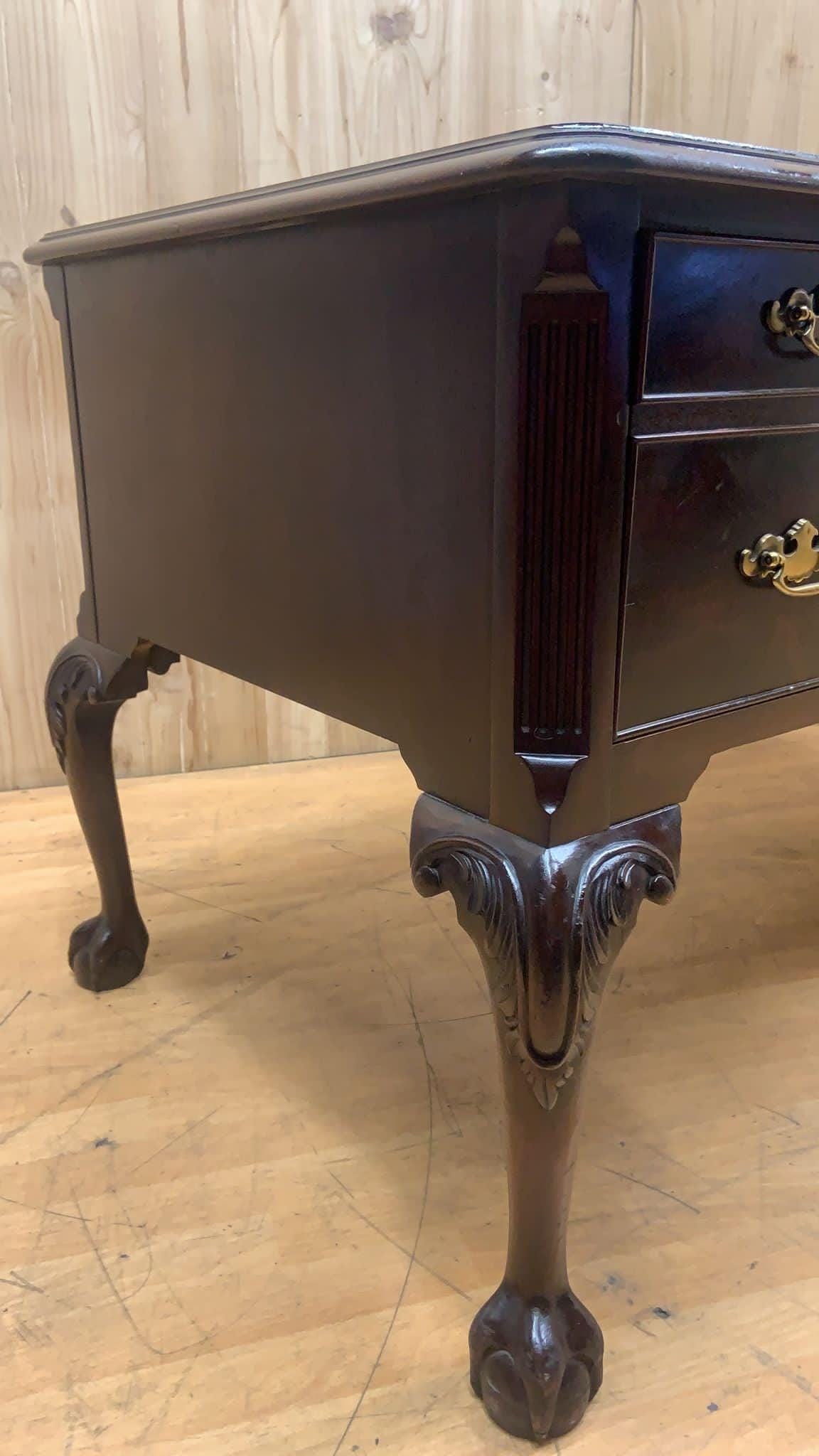 Vintage Heckman English Chippendale Style Tooled Leather Top Writing Desk - 8