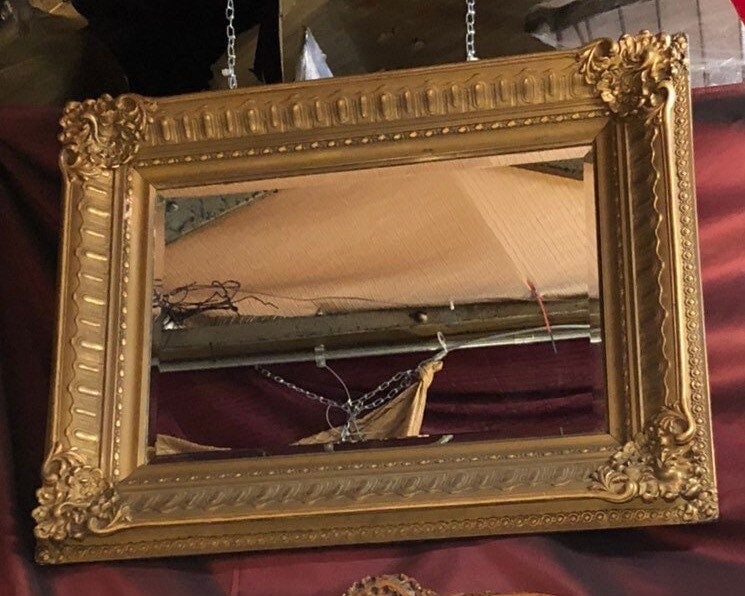 Antique Victorian Carved Ornate Rectangular Gold Wall Mirror - 3