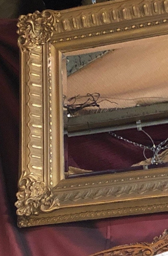 Antique Victorian Carved Ornate Rectangular Gold Wall Mirror - 4