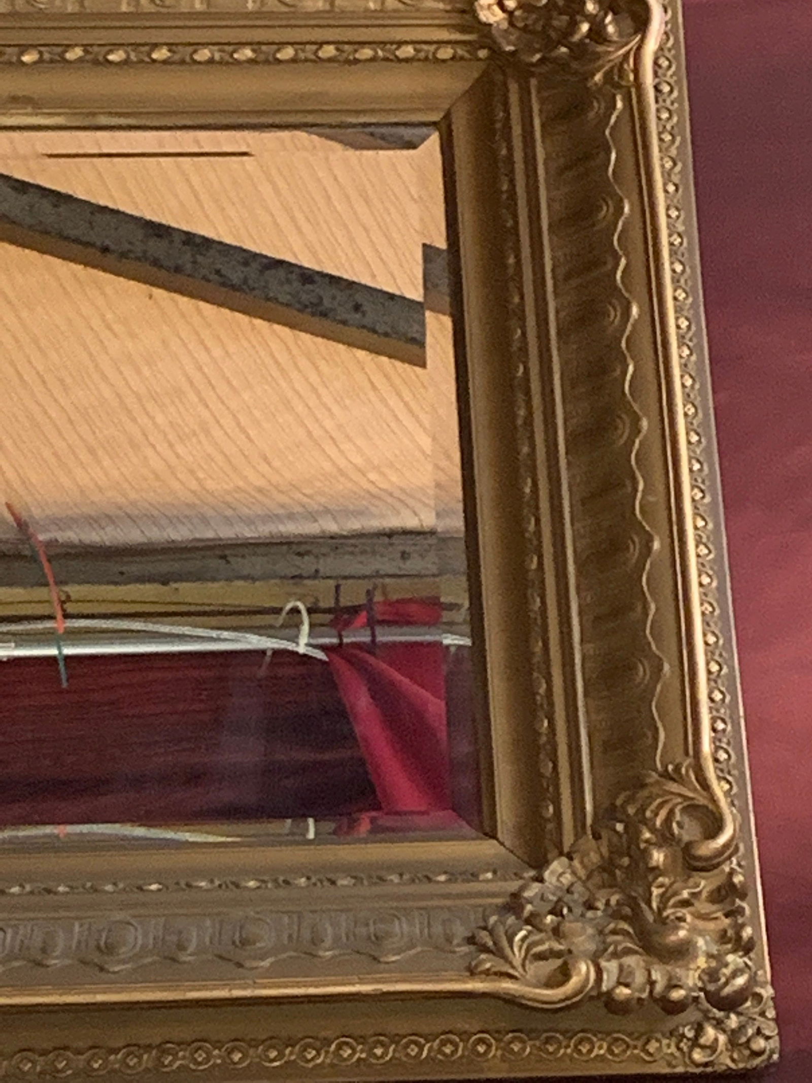 Antique Victorian Carved Ornate Rectangular Gold Wall Mirror - 6