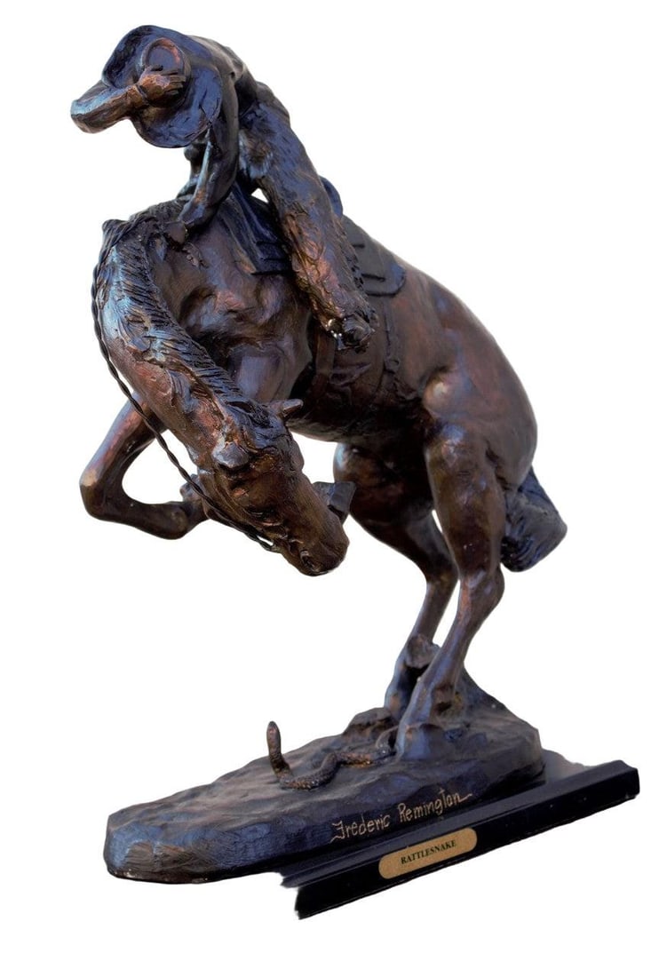 Vintage Frederic Remington Rattlesnake Bronze Sculpture - 3