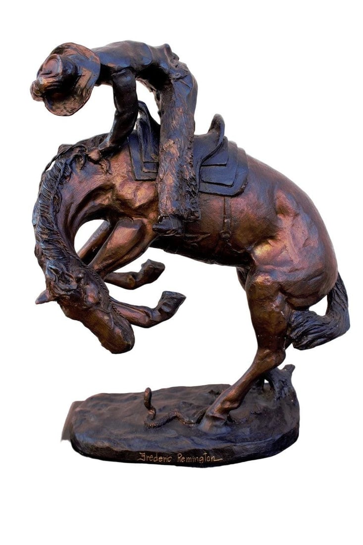 Vintage Frederic Remington Rattlesnake Bronze Sculpture - 9