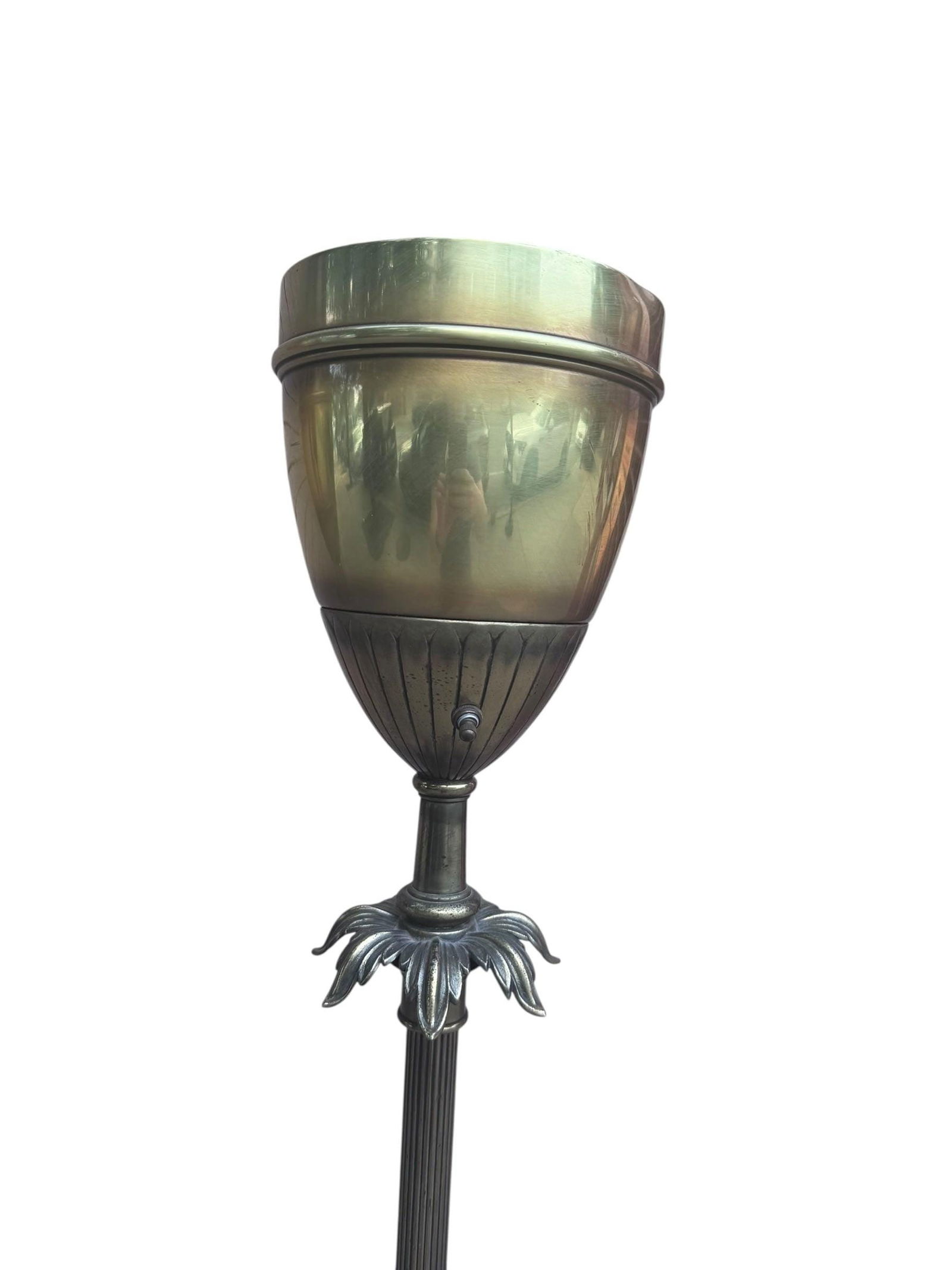 hold - Hollywood Regency Brass Uplight Torchiere Floor Lamp - Pair - 3