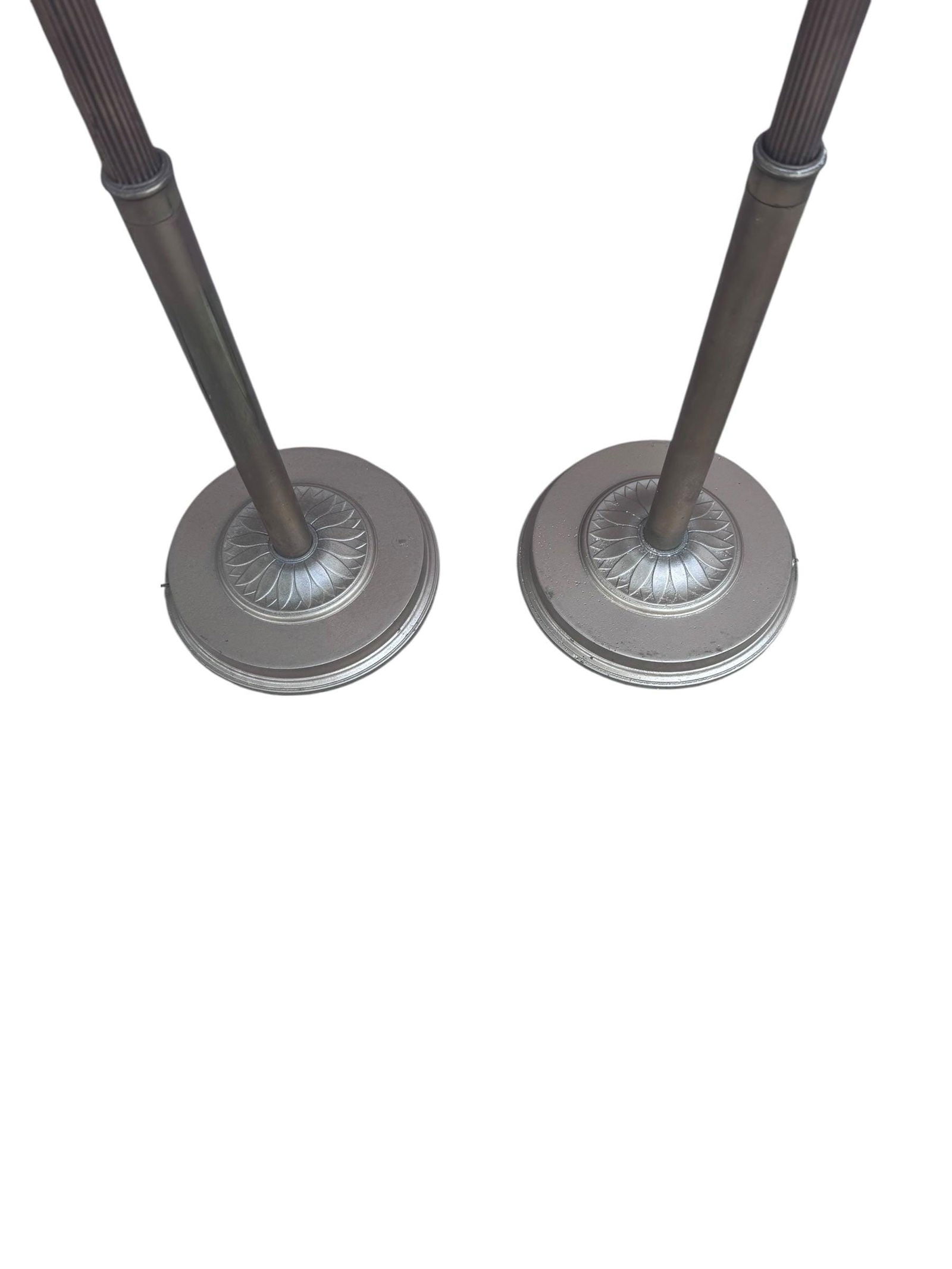 hold - Hollywood Regency Brass Uplight Torchiere Floor Lamp - Pair - 4