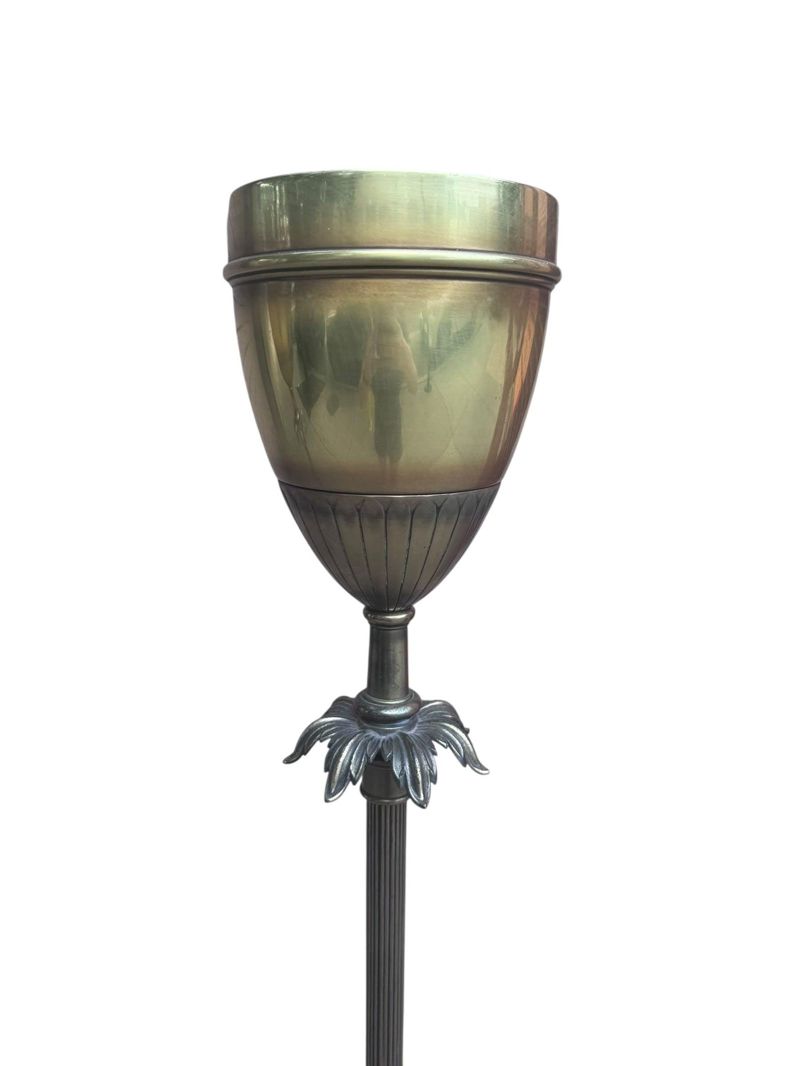 hold - Hollywood Regency Brass Uplight Torchiere Floor Lamp - Pair - 5