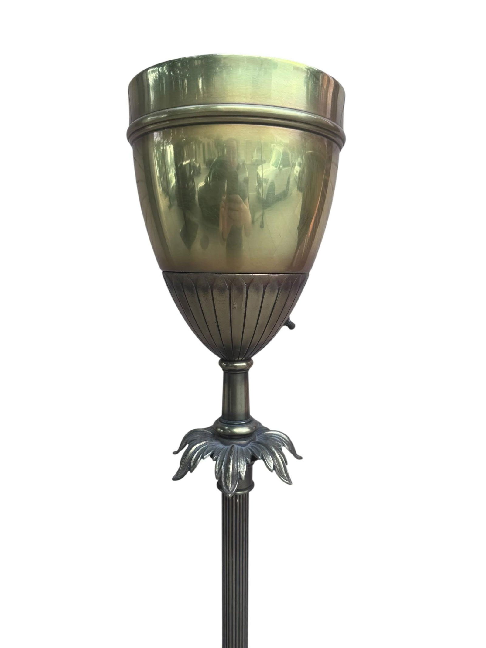 hold - Hollywood Regency Brass Uplight Torchiere Floor Lamp - Pair - 6