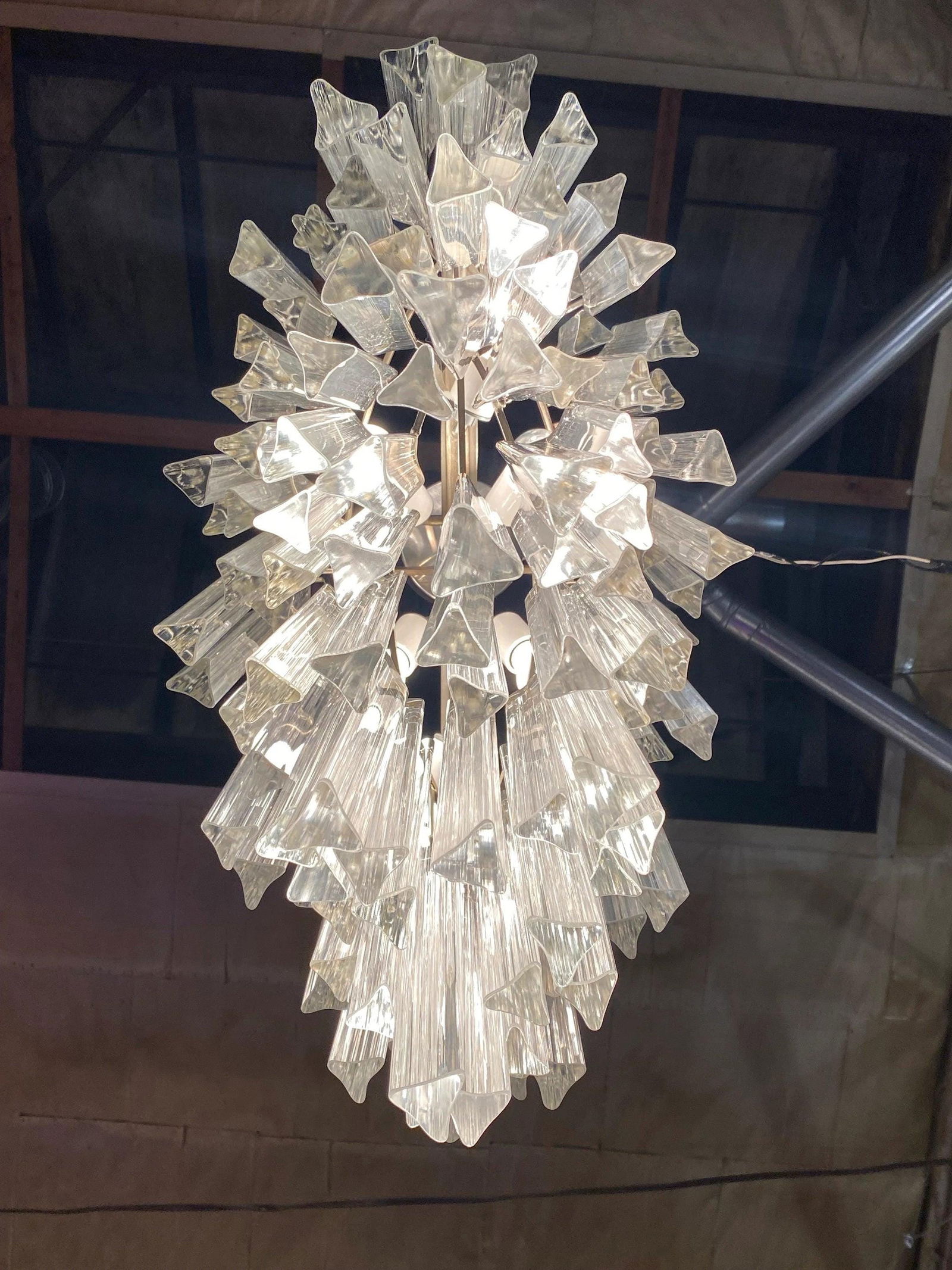Mid Century Modern Sculptural Camer Murano Glass Multi Tier Prism Chandelier - 4