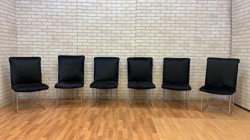 Mid Century Modern Milo Baughman High Back Dining Chairs Newly Reupholstered in Cowhide - 6 - 2