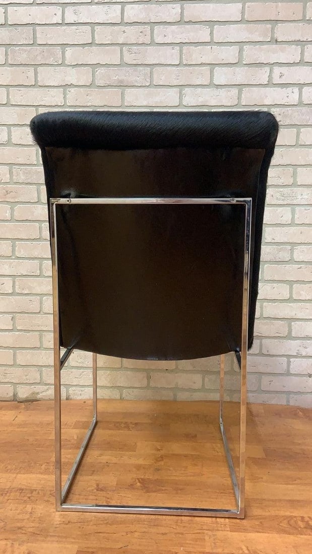 Mid Century Modern Milo Baughman High Back Dining Chairs Newly Reupholstered in Cowhide - 6 - 3