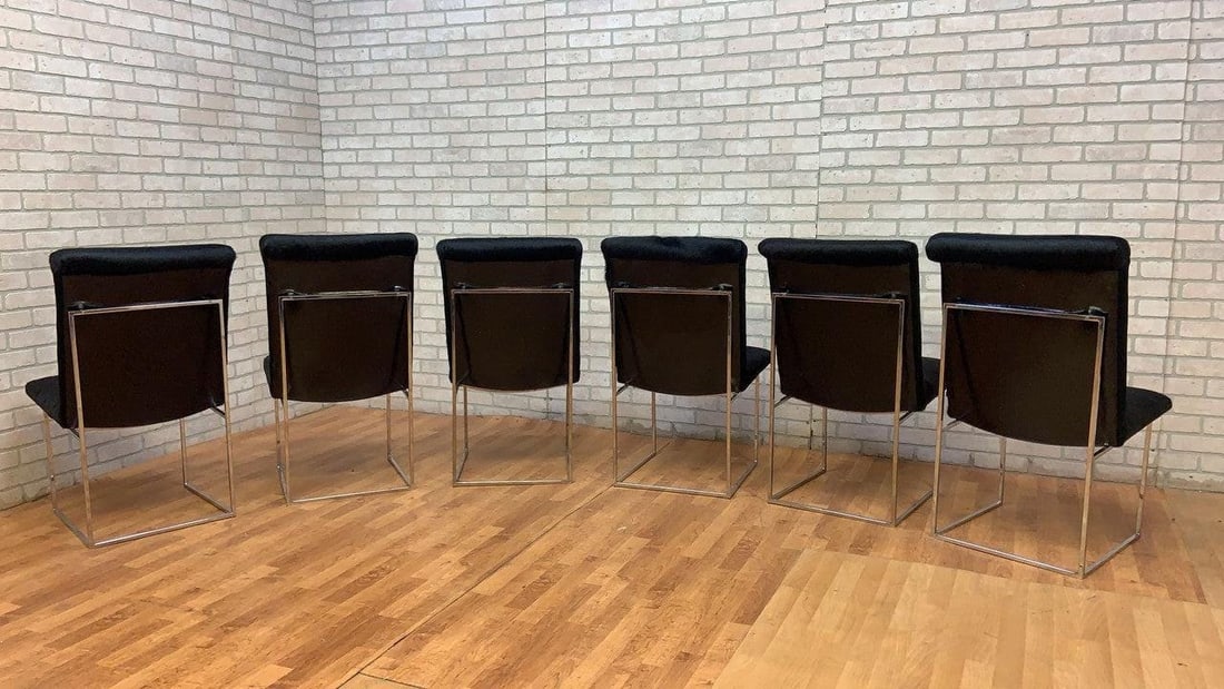 Mid Century Modern Milo Baughman High Back Dining Chairs Newly Reupholstered in Cowhide - 6 - 6