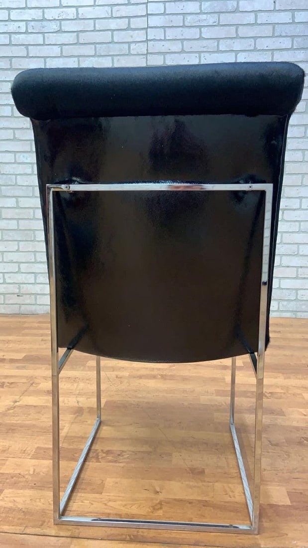 Mid Century Modern Milo Baughman High Back Dining Chairs Newly Reupholstered in Cowhide - 6 - 7