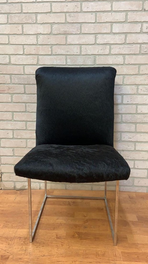 Mid Century Modern Milo Baughman High Back Dining Chairs Newly Reupholstered in Cowhide - 6 - 8