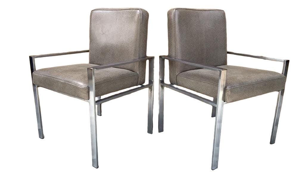 Mid Century Modern Harvey Probber Style Chairs Newly Reupholstered in Leather- Pair - 9