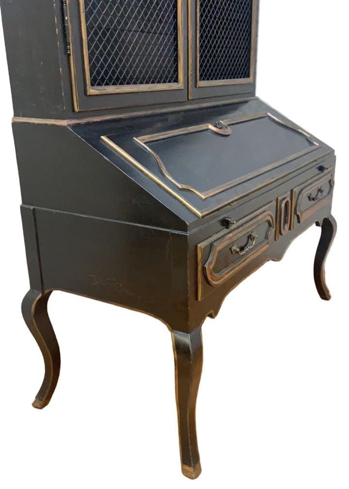 Vintage Louis XV Style Minton Spidell Drop-Front Hand Painted Secretary Cabinet - 6