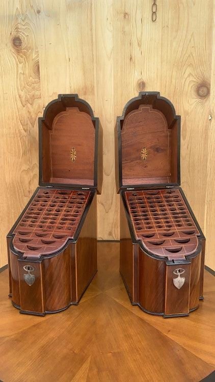 Antique English Georgian III Mahogany Knife Boxes - Pair - 2