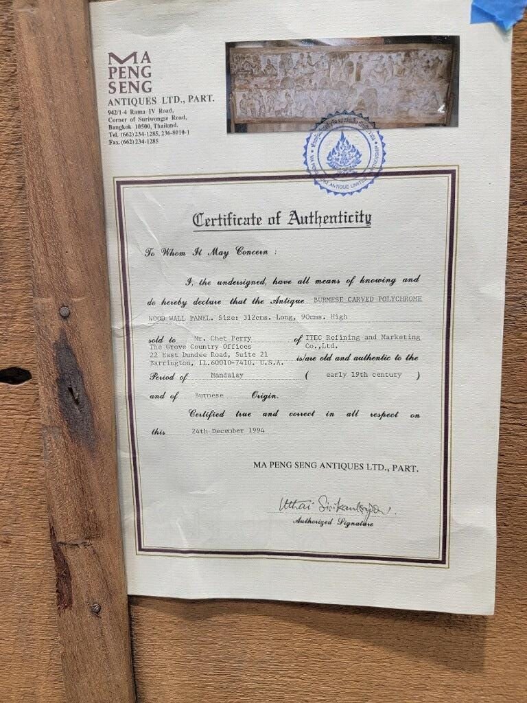 Antique Monumental Burmese Carved Mandalay Village Market Scene with Stand - 4