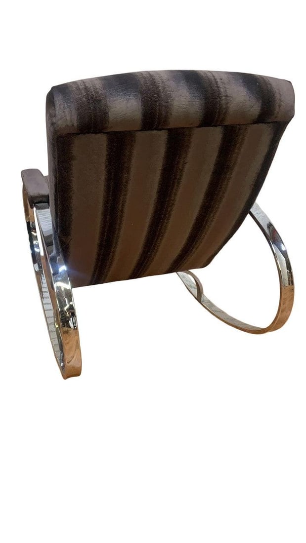 Mid Century Modern Chrome Rocking Chair by Guido Faleschini Newly Reupholstered - 4