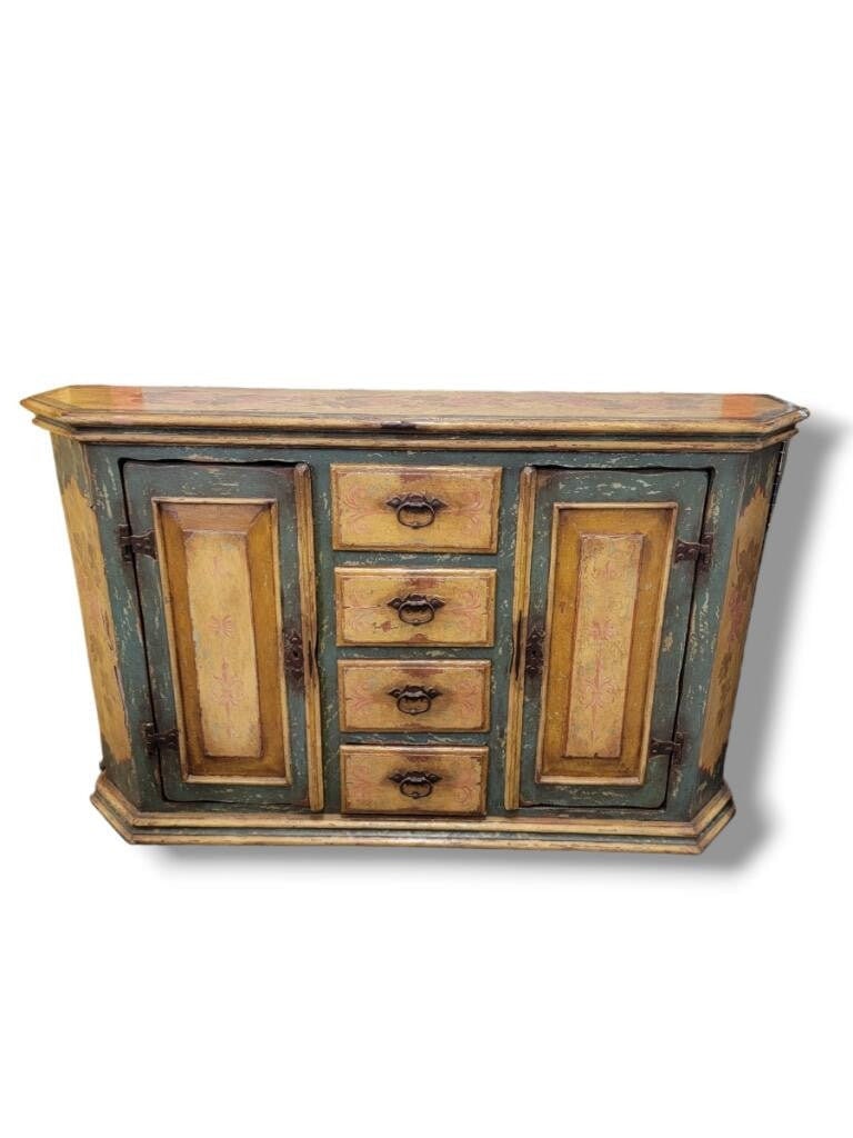 Antique French Country Hand Painted Floral Motif Sideboard/Credenza - 2