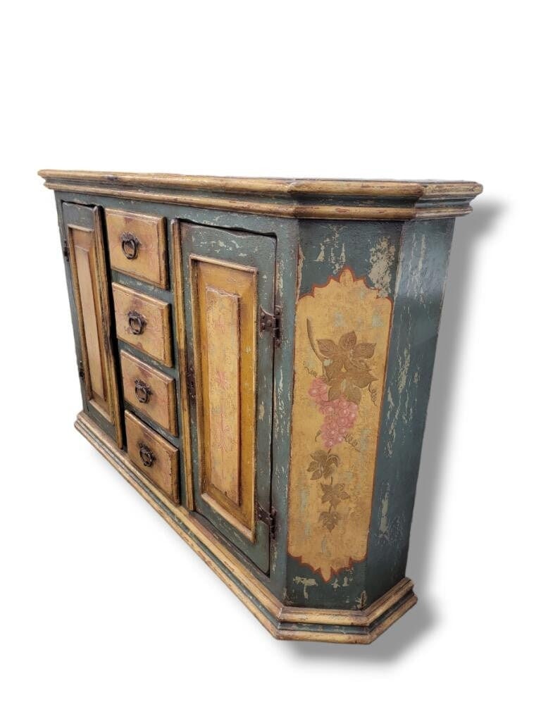 Antique French Country Hand Painted Floral Motif Sideboard/Credenza - 3