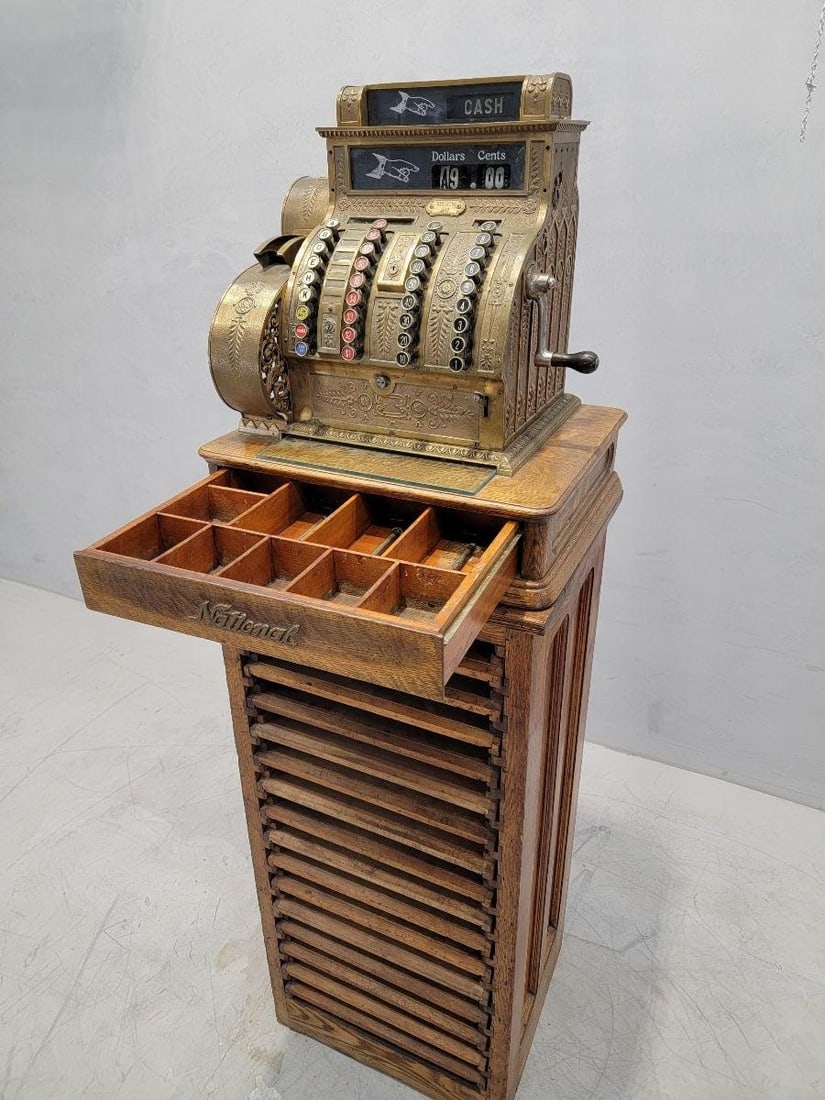 Antique National Cash Register Co. Model 422X with Paper Receipt Ink Printer - 4