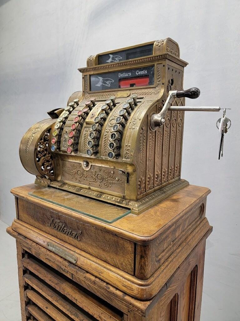 Antique National Cash Register Co. Model 422X with Paper Receipt Ink Printer - 6