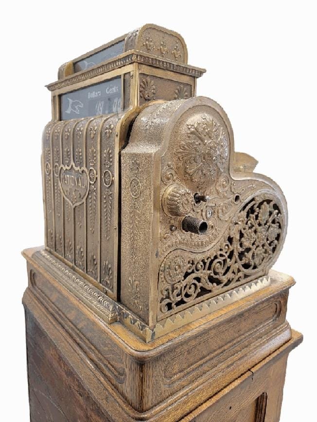 Antique National Cash Register Co. Model 422X with Paper Receipt Ink Printer - 9