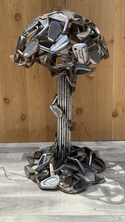 Vintage Hand Forged Golf Club Table Lamp with Silhouette Shade (1 of 10)