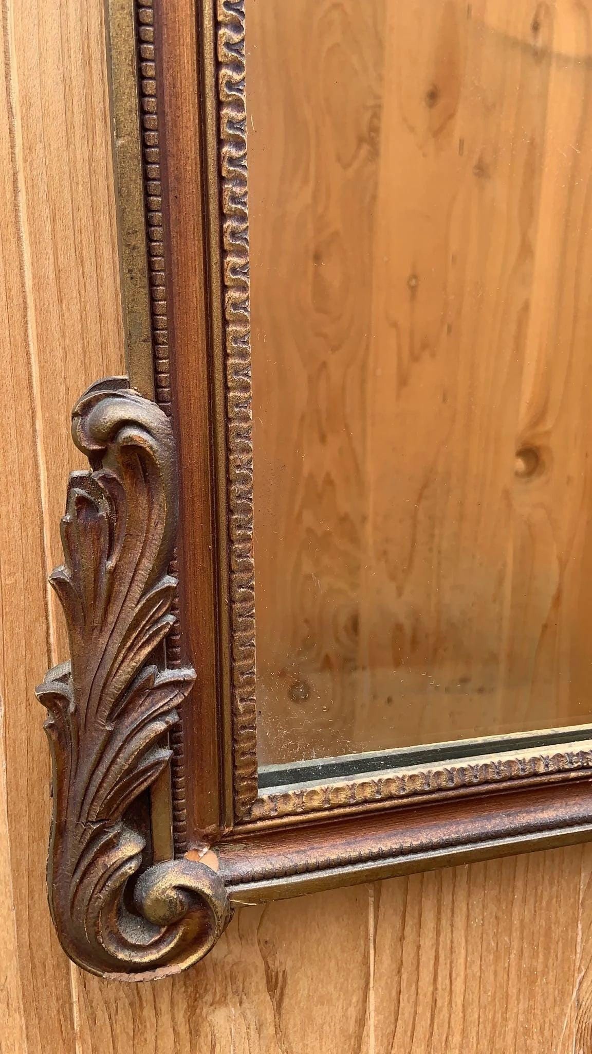 Vintage French Provincial Style Rectangular Ornate Wall Mantle Mirror - 4