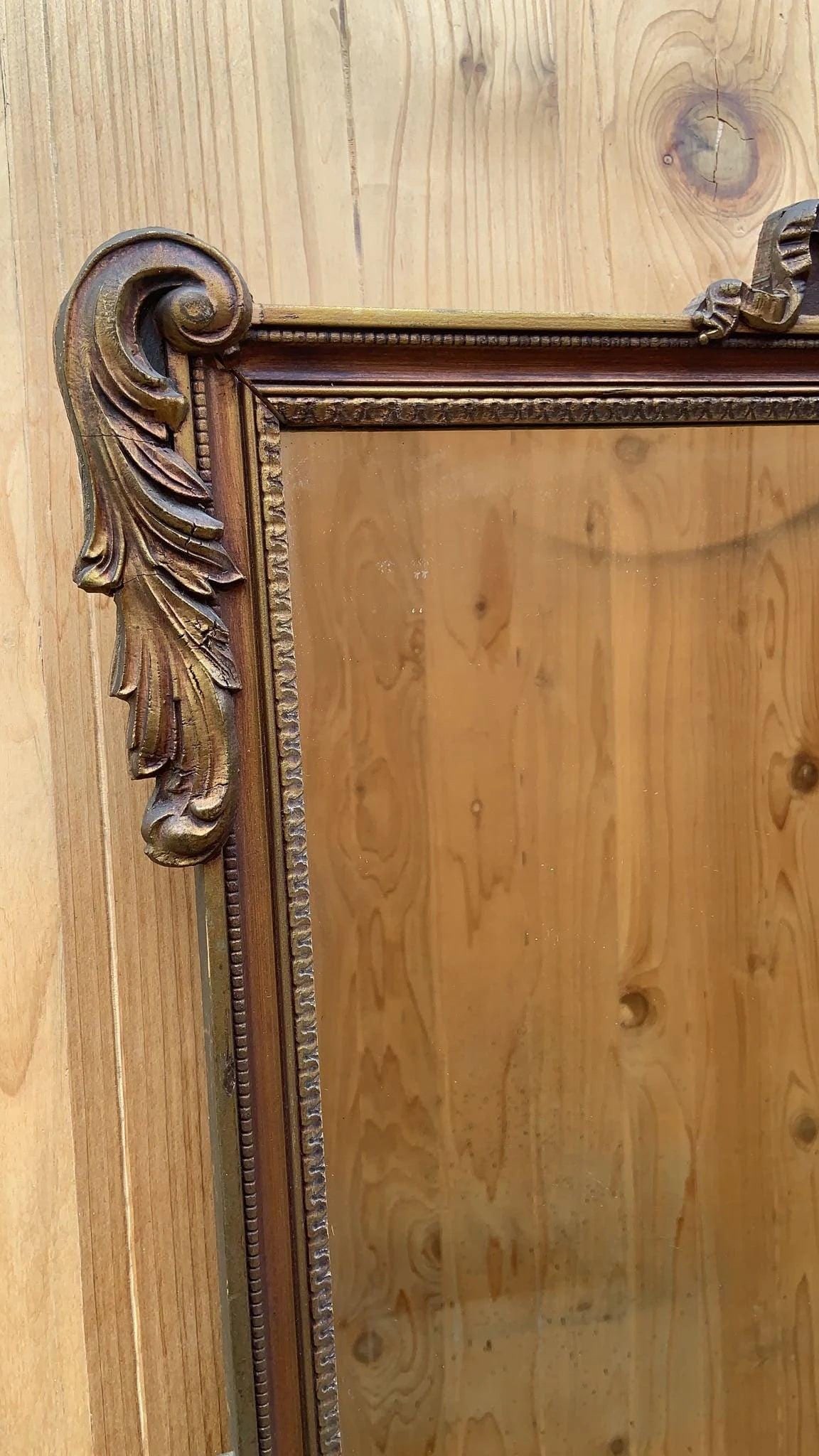 Vintage French Provincial Style Rectangular Ornate Wall Mantle Mirror - 5