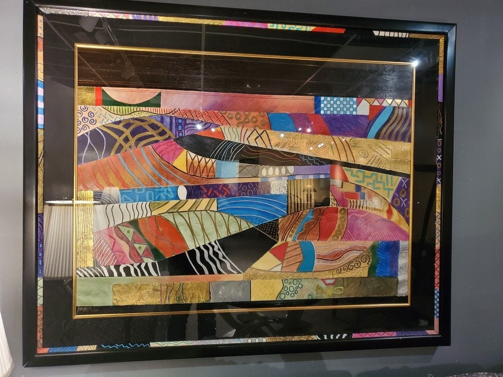 Vintage "Golden Meadow" Multimedia Textured Abstract Wall Art - 5