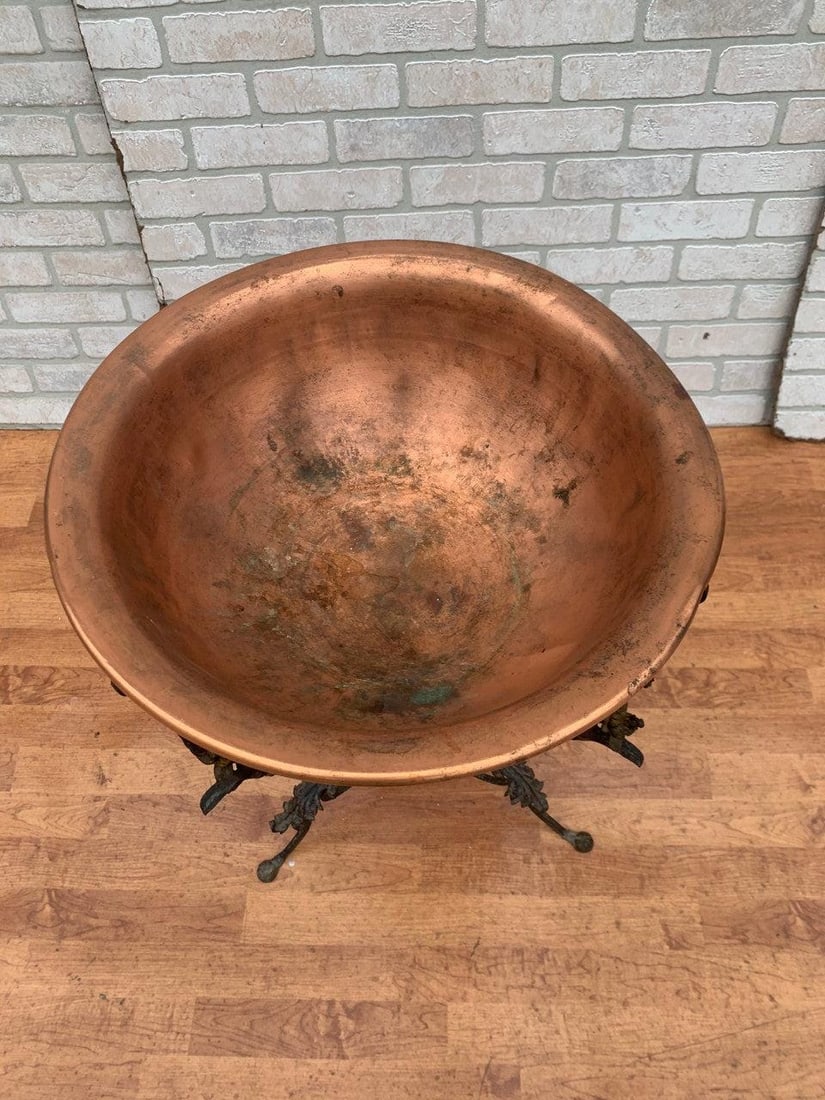 Antique Wrought Iron and Copper Planter - 3
