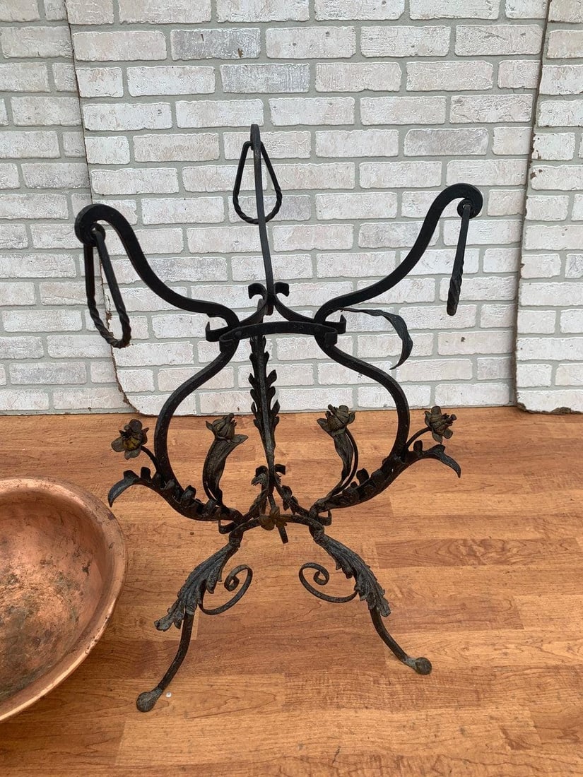 Antique Wrought Iron and Copper Planter - 5