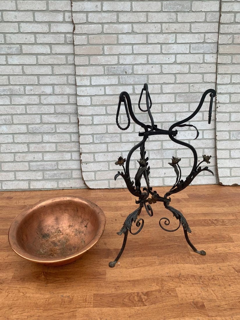 Antique Wrought Iron and Copper Planter - 6