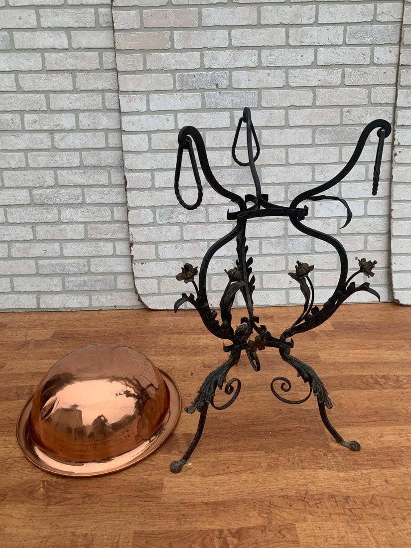 Antique Wrought Iron and Copper Planter - 7