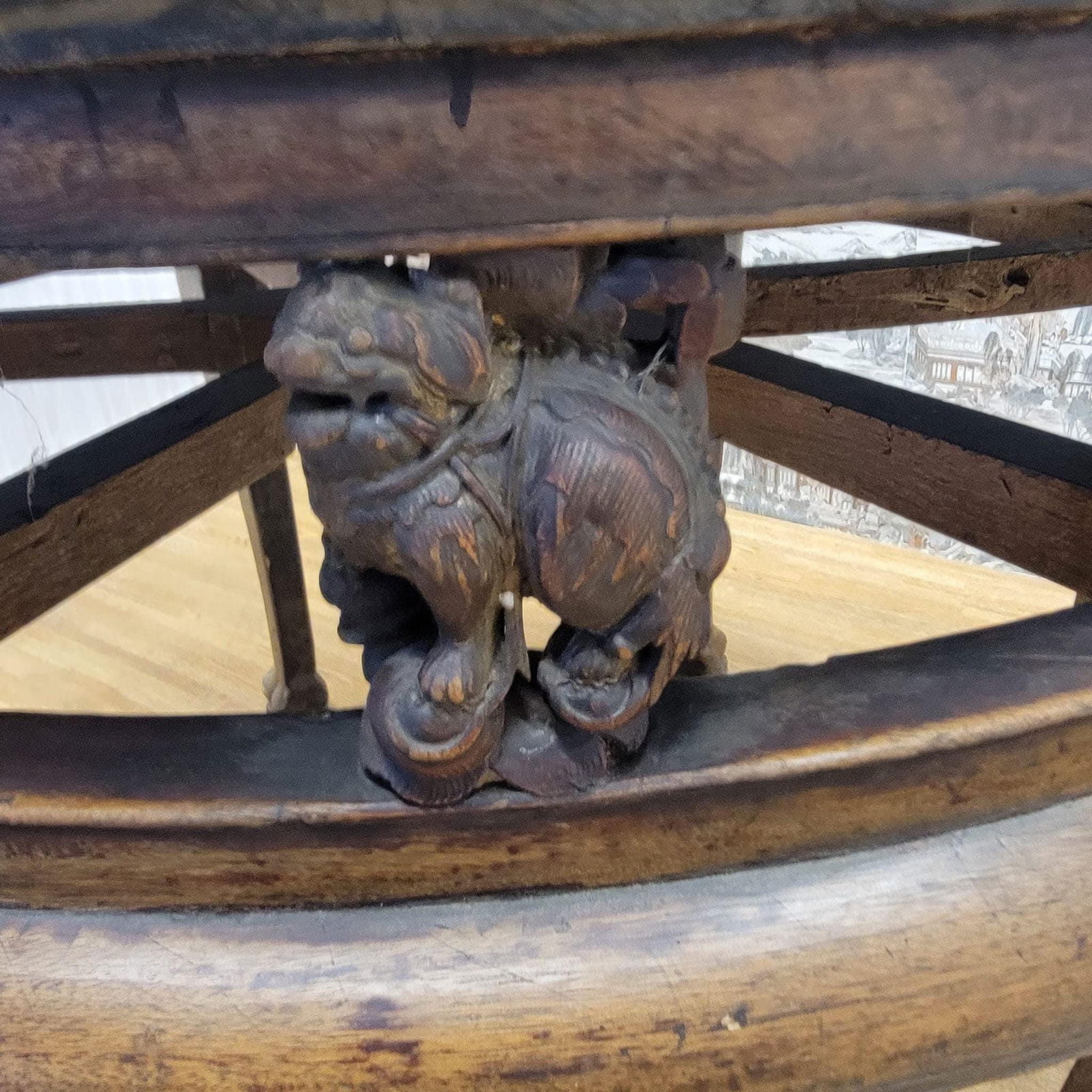 Antique Shanxi Province Elm Carved Figural Table - 8