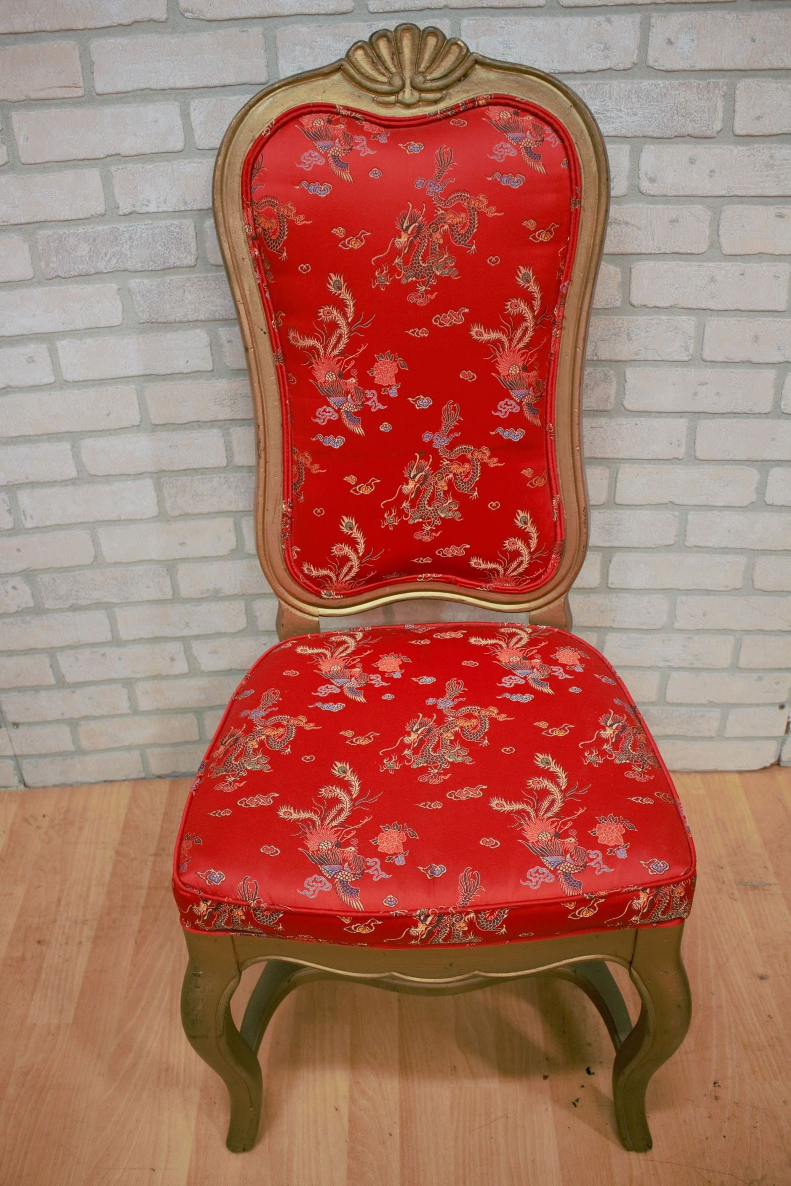 Hollywood Regency Chinoiserie Gold Frames Dining Chairs - Set of 6 - 6