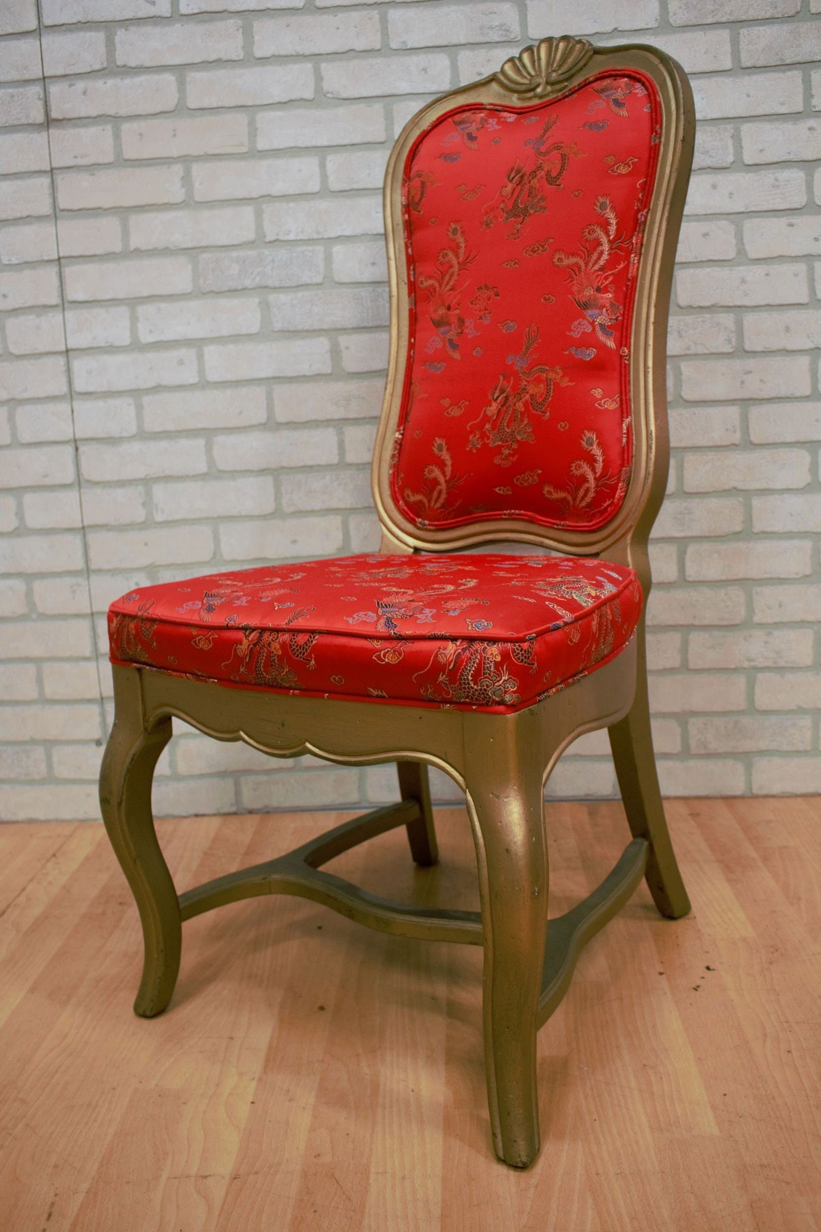 Hollywood Regency Chinoiserie Gold Frames Dining Chairs - Set of 6 - 8