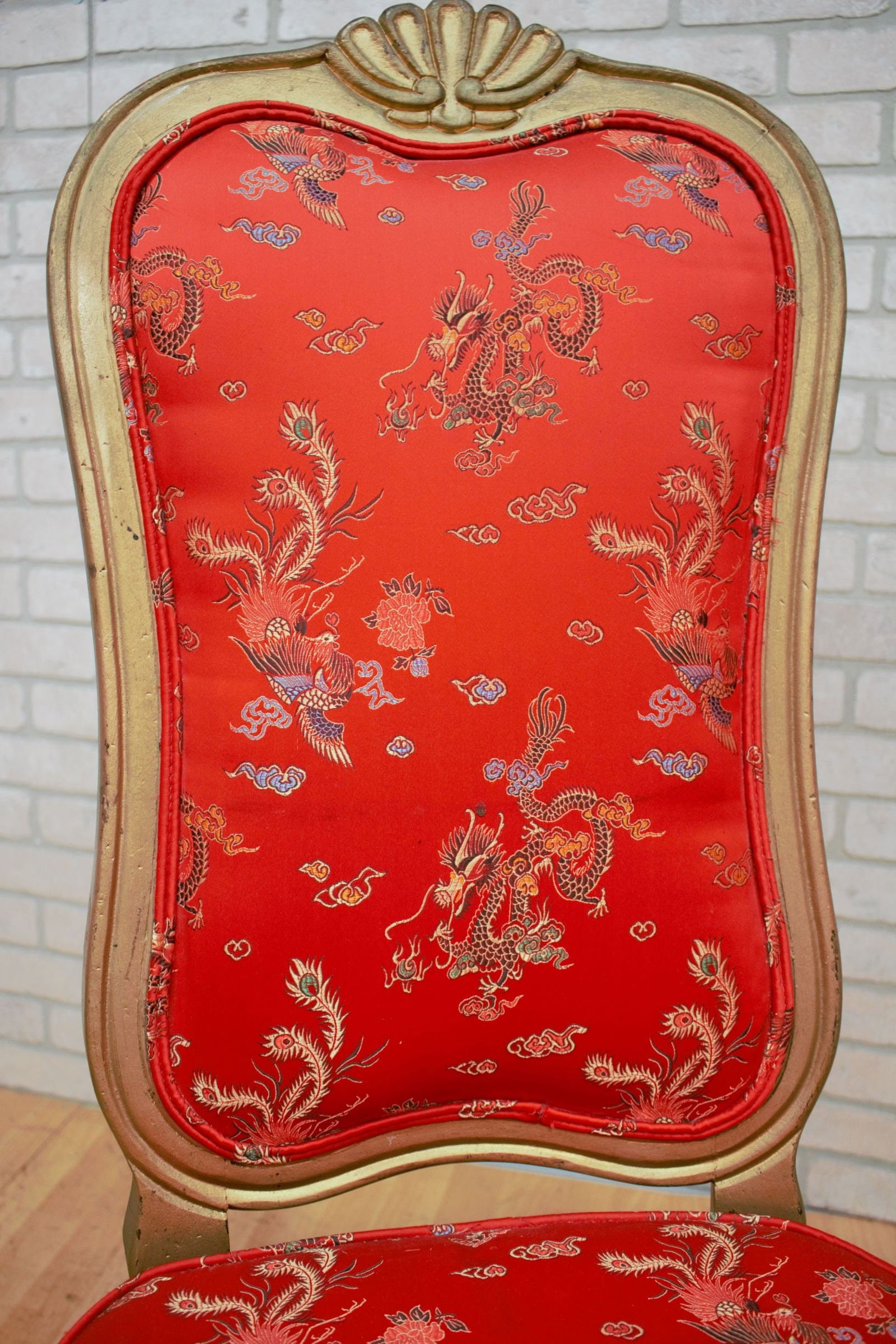 Hollywood Regency Chinoiserie Gold Frames Dining Chairs - Set of 6 - 9