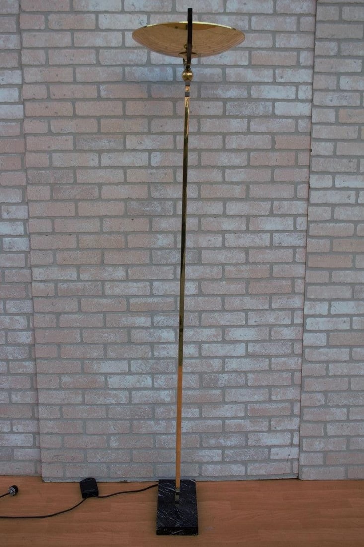 Mid Century Relco Milano Italy Torchiere Brass Floor Lamp - 3