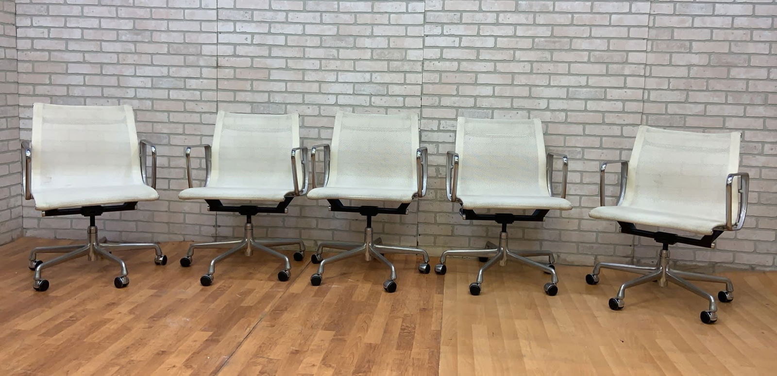 Mid Century Modern Herman Miller Eames Low Back White Mesh Desk Chair - Set of 6 (1 of 10)
