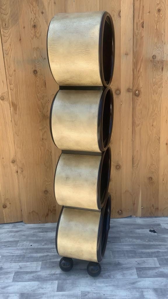 Hollywood Regency Snake Embossed Leather Stacked Etagere Shelving Unit - 10