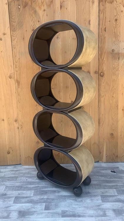 Hollywood Regency Snake Embossed Leather Stacked Etagere Shelving Unit - 2