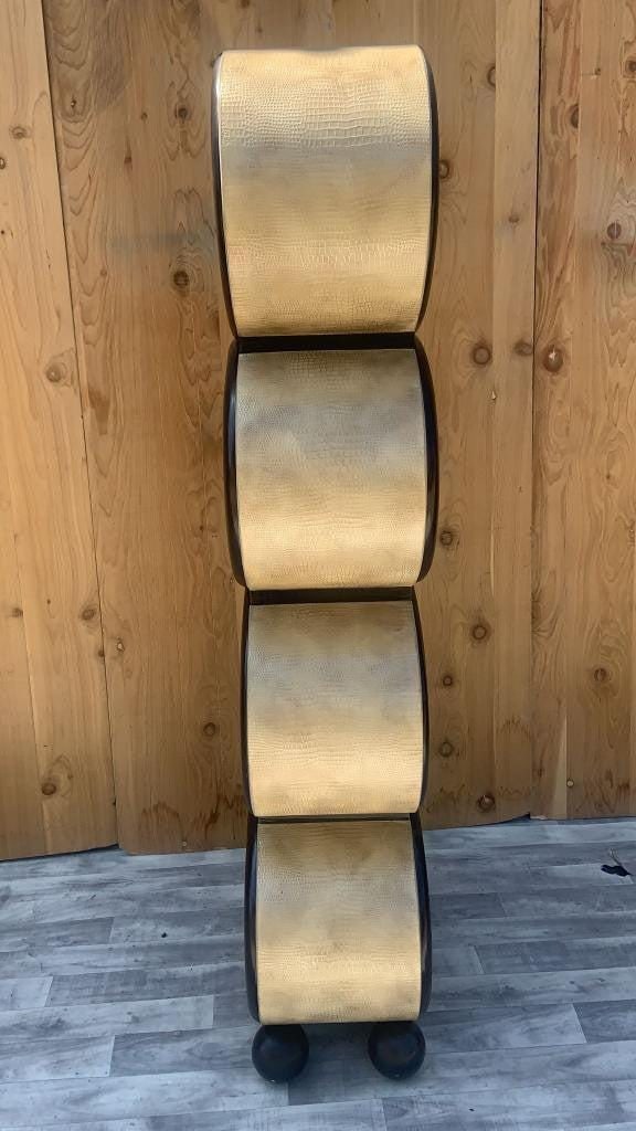 Hollywood Regency Snake Embossed Leather Stacked Etagere Shelving Unit - 7