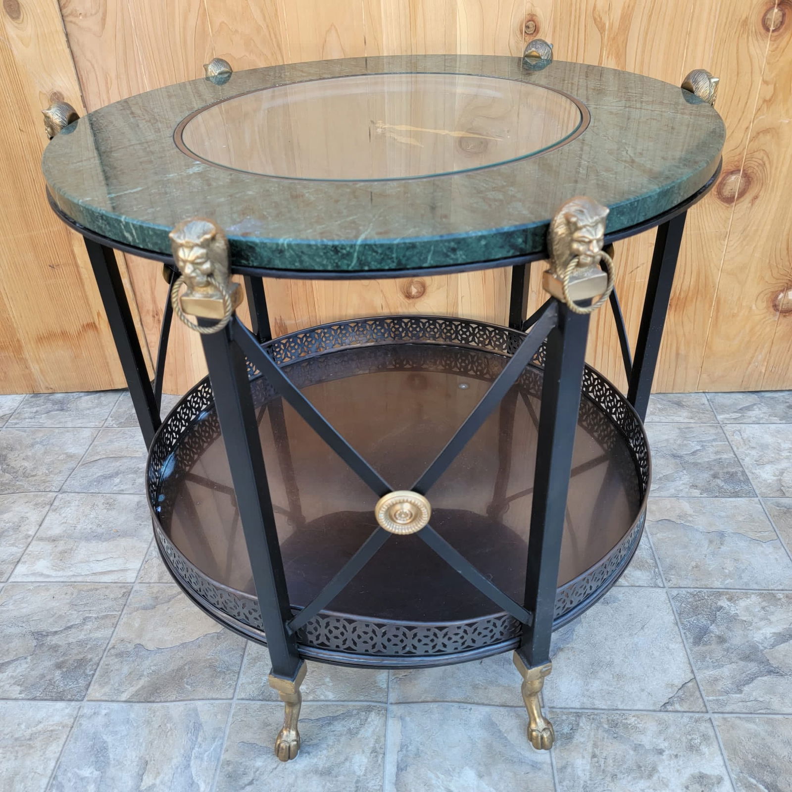 Vintage Neoclassical Style Figural Marble Clock Top Side table (1 of 8)