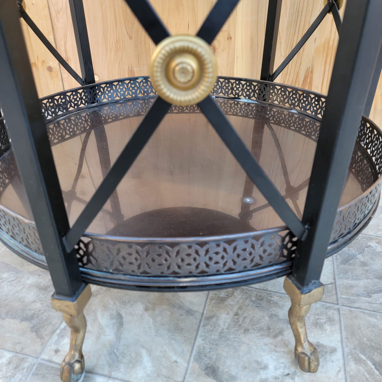 Vintage Neoclassical Style Figural Marble Clock Top Side table - 5