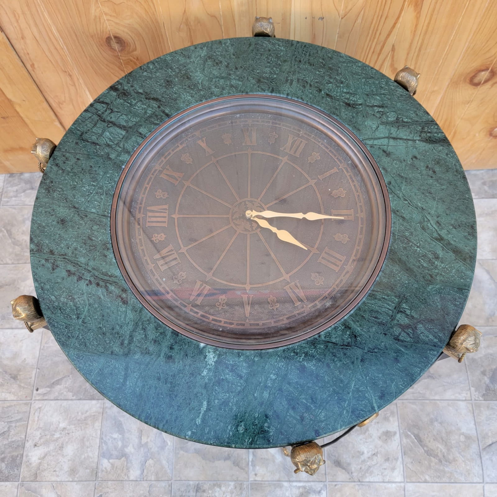 Vintage Neoclassical Style Figural Marble Clock Top Side table - 6