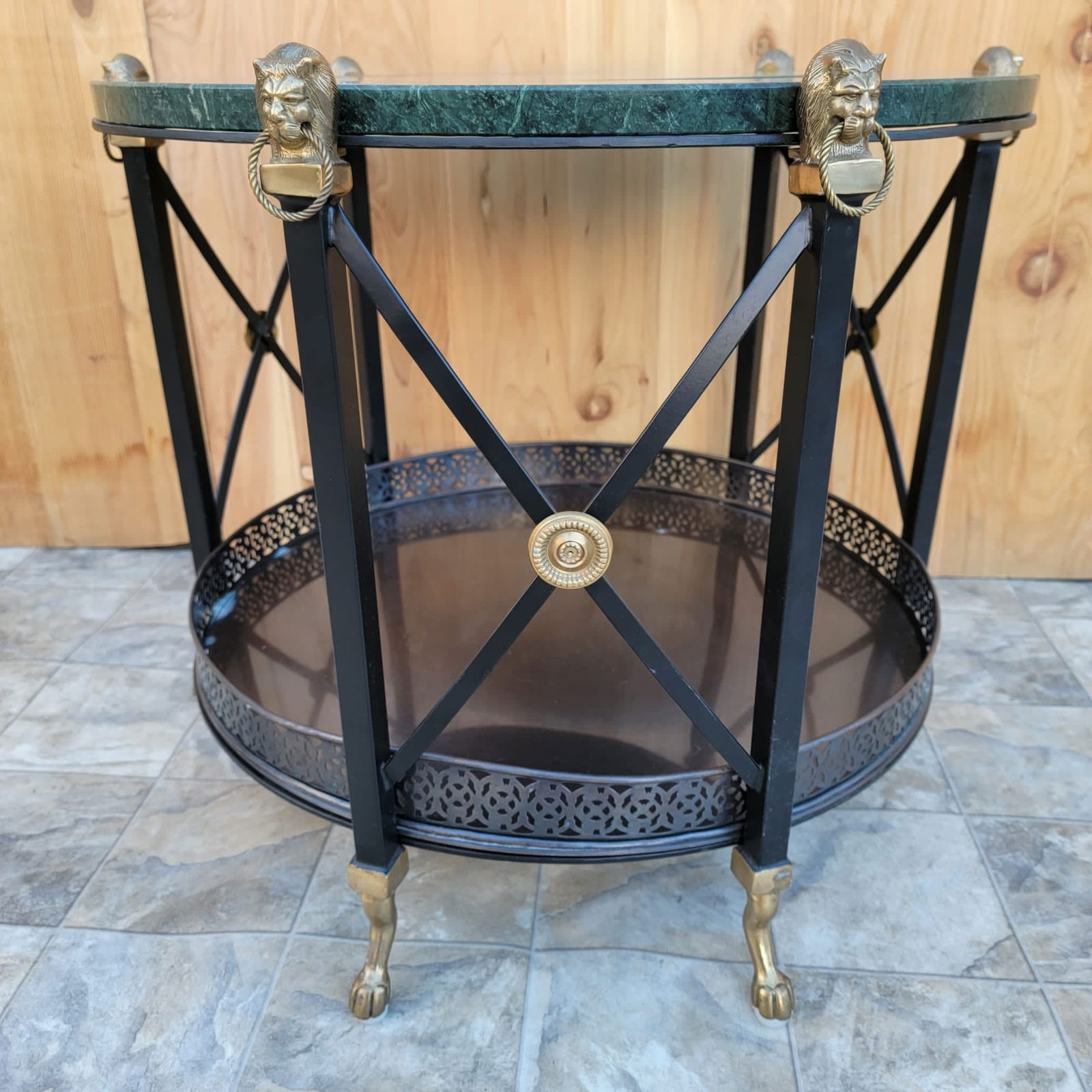 Vintage Neoclassical Style Figural Marble Clock Top Side table - 7